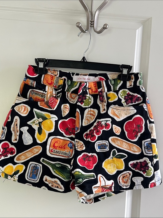 Lisa Says Gah Pants - Lisa Says Gah Black Fruit & Pantry Print Jean Shorts
